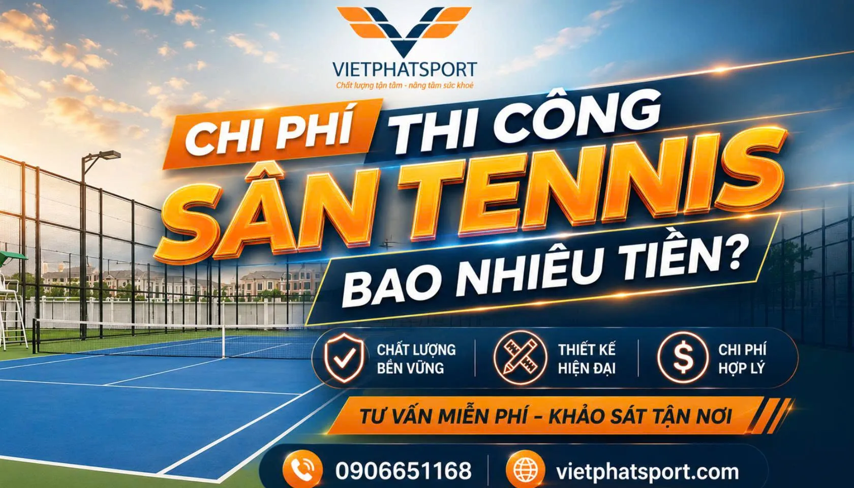 Chi Phí Thi Công Sân Tennis Bao Nhiêu Tiền?